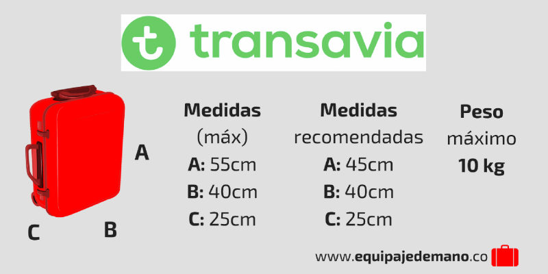 Equipaje de Mano Transavia: artículos medidas y peso